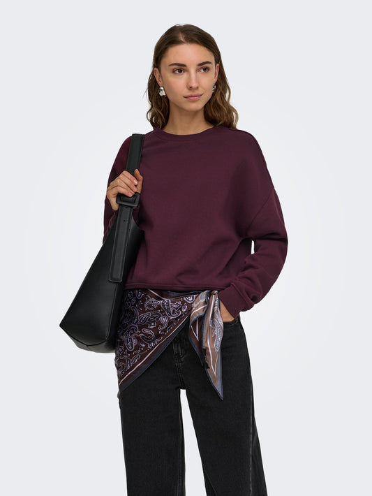 15243380 ONLY SWEAT LIFE CREW L/S OVERSIZE SWEATSHIRT VINRÖD
