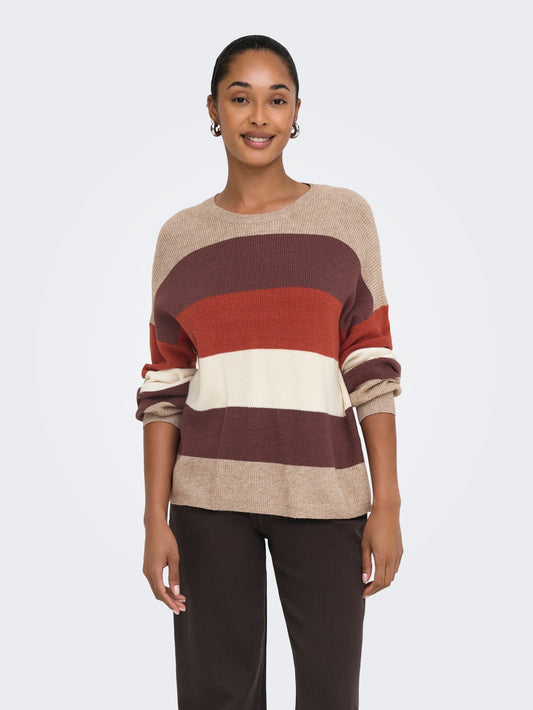 ONLY ATIA Stickad tröja Beige/Mel/DeepM 15220044