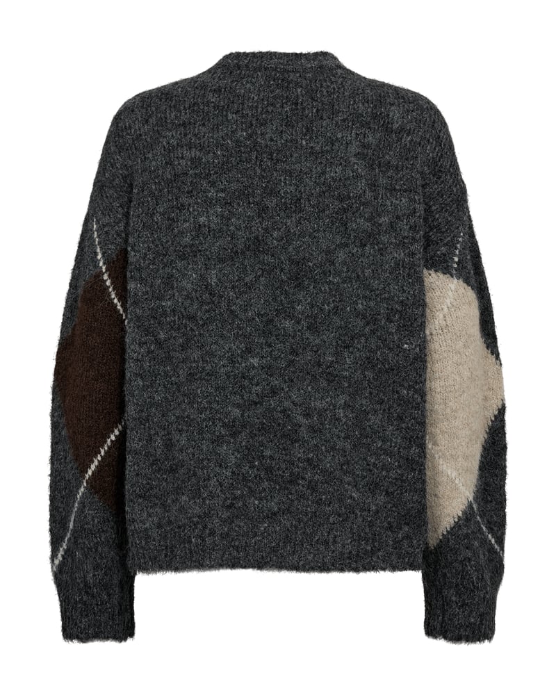 FREEQUENT GRS LULU PULLOVER 211714 MÖRK GRÅ/BEIGE /BRUN