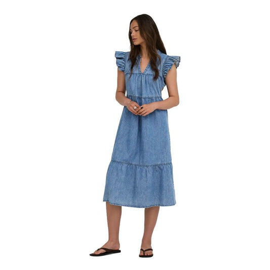 ONLSHANIA SL FRILL MIDI DNM DRESS 15372688 Denim blå