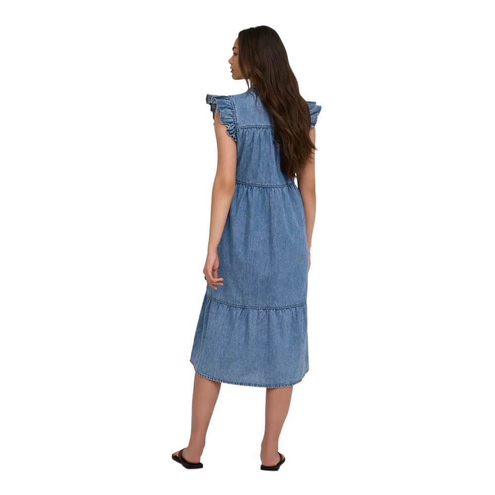 ONLSHANIA SL FRILL MIDI DNM DRESS 15372688 Denim blå