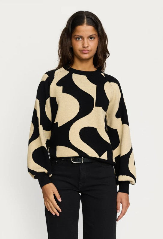SOFT REBELS SIMA Scape Stickad Topp Svart
