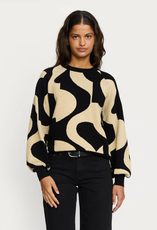 SOFT REBELS SIMA Scape Stickad Topp Svart