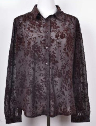 CARAMELLE Spetsblus Coffee CH3393/223